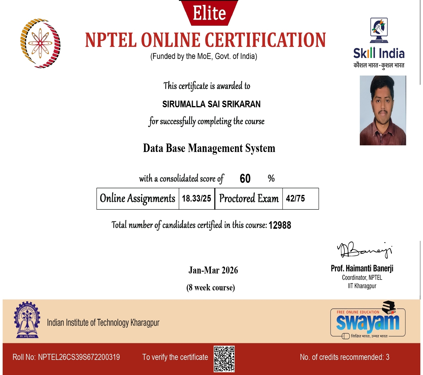 NPTEL Certificate