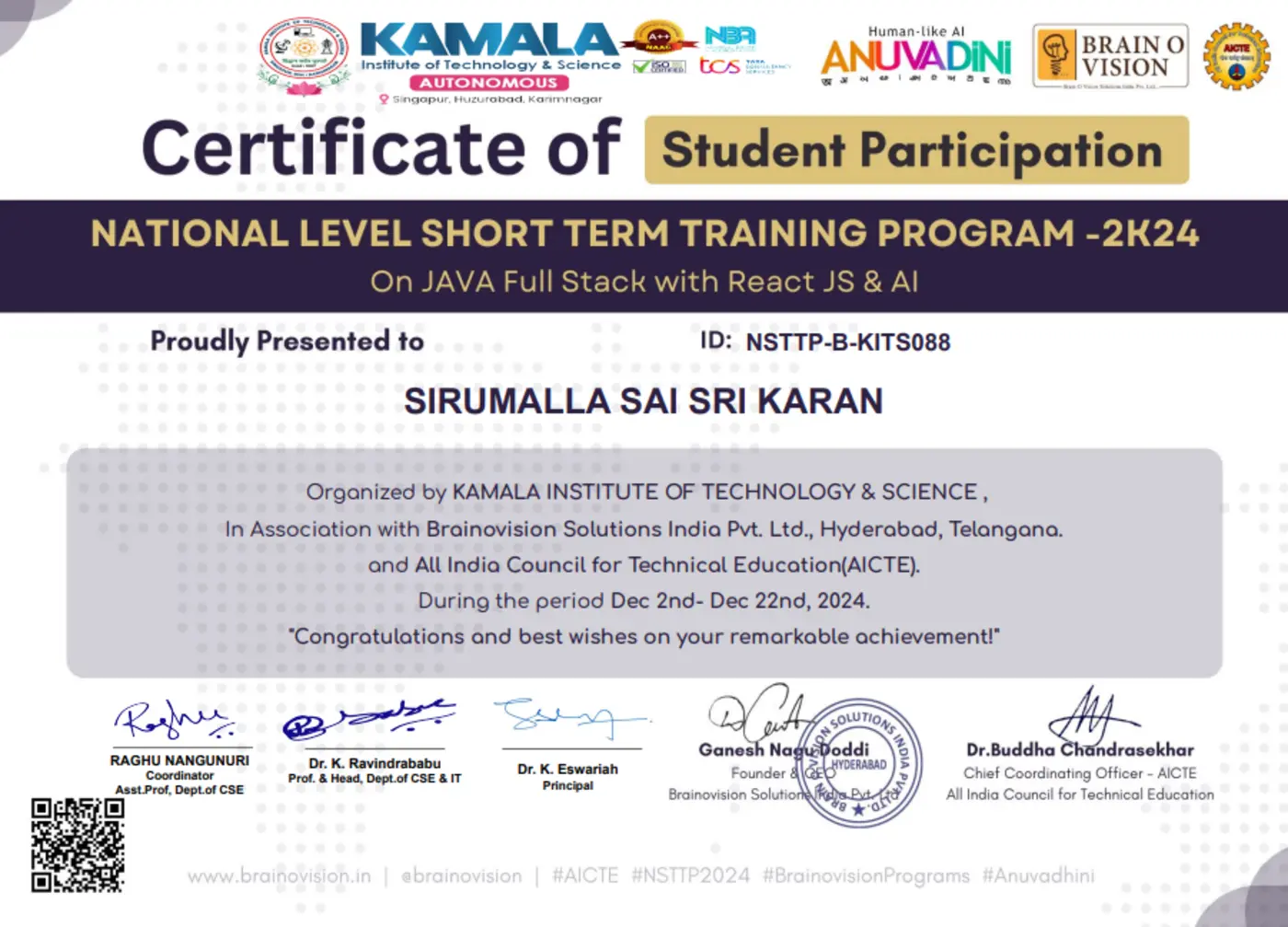 Brainovision Certificate
