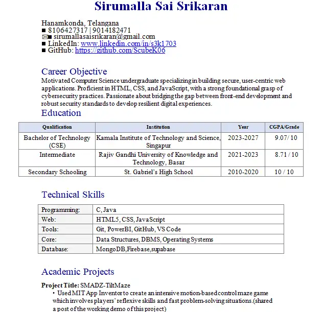 Resume Preview